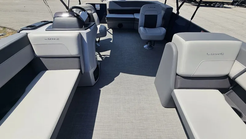 Slide: The Image of Interior of 2025 Lowe LS 190 boat with gray seating. - 16