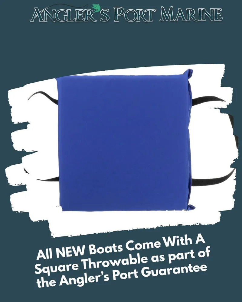 Slide: The Image of Roughneck 1860 boat 2026 with square throwable cushion from Angler's Port Marine. - 16