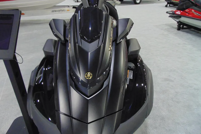 Slide: The Image of 2026 Yamaha WaveRunner FX Limited SVHO, sleek black design, showcased indoors. - 4