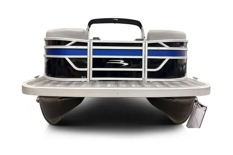 The Image of 2026 Bennington 21 SL pontoon boat with privacy curtain, front view. - 1