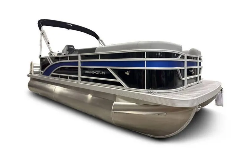 Slide: The Image of 2026 Bennington 21 SL pontoon boat with privacy curtain, sleek design, in stock. - 12