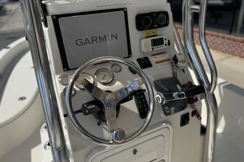 Slide: The Image of 2012 Ranger 2410 Bay Ranger boat console with Garmin navigation system. - 10