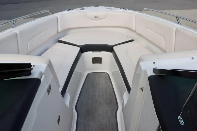 Slide: The Image of 2017 Chaparral 227 SSX boat interior with spacious seating and sleek design. - 24