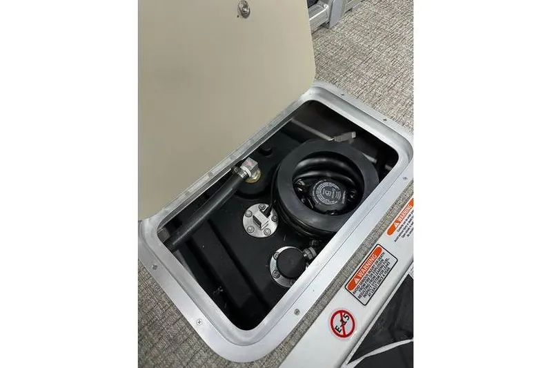 Slide: The Image of Fuel compartment of 2026 Bennington 21 SSR Quad Bench boat, showcasing internal components. - 36