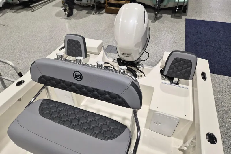 Slide: The Image of 2026 May-Craft 192 CC boat interior with Yamaha engine and stylish seating. - 6