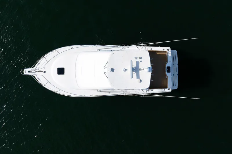 Slide: The Image of Aerial view of 2007 Tiara Yachts 3900 Convertible on dark water. - 27