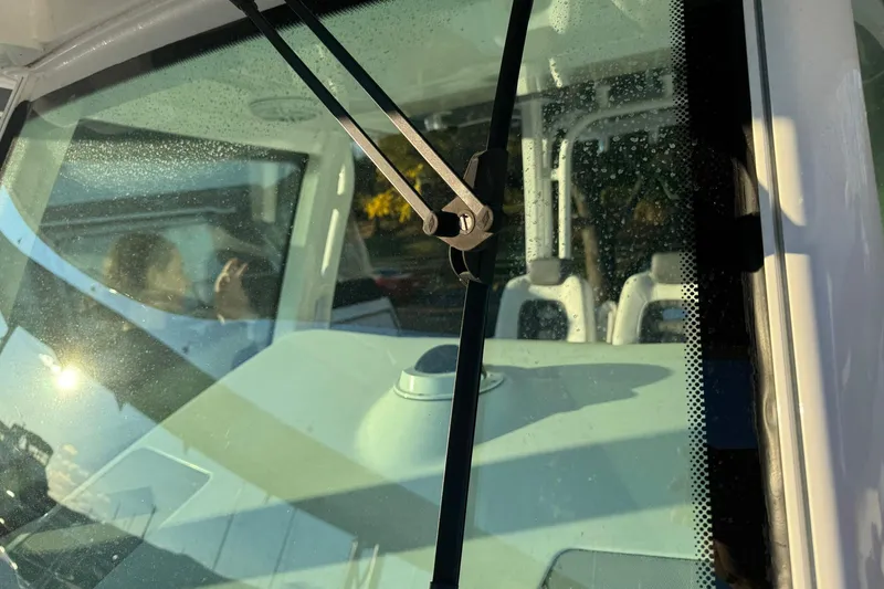 Slide: The Image of 2019 HCB 39 Speciale boat windshield with wiper, interior view. - 13