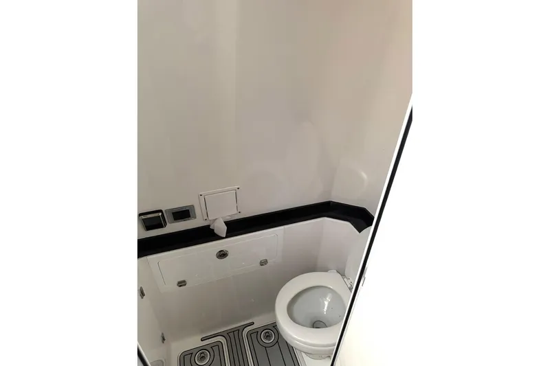 Slide: The Image of 2019 HCB 39 Speciale boat bathroom interior with toilet and modern design. - 16