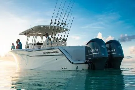 Slide: The Image of Manufacturer Provided Image: 2016 Grady-White Canyon 336 boat with Yamaha engines on calm water. - 5