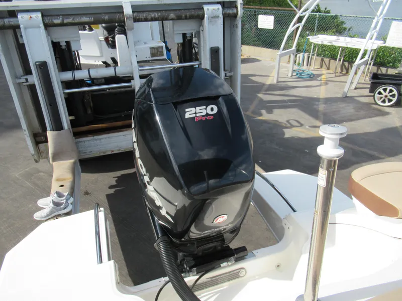 Slide: The Image of 2016 Sea Ray SunDeck 220 with 250 horsepower outboard motor. - 13