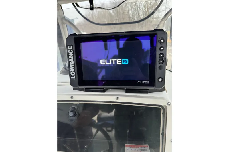 Slide: The Image of Lowrance Elite FS display on 1999 Boston Whaler 21 Outrage boat dashboard. - 6