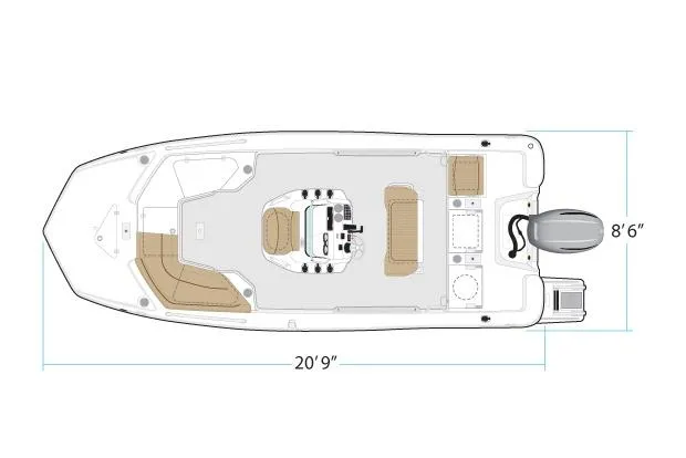Slide: The Image of Manufacturer Provided Image: Top view of 2021 NauticStar 211 Hybrid boat layout, 20'9 length, 8'6 beam. - 18