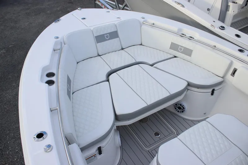 Slide: The Image of 2026 Sea Fox 288 Commander boat with luxurious white seating and modern design. - 12