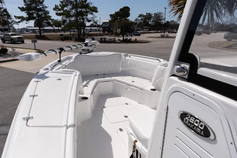Slide: The Image of 2026 Blazer Bay Makaira 2800 boat interior, showcasing spacious seating and modern design. - 14