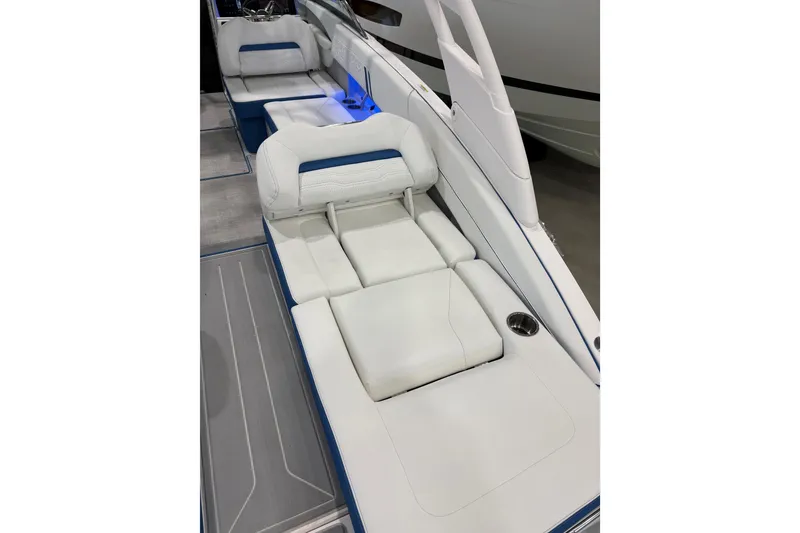 Slide: The Image of 2026 Regal LS6 Surf boat interior with luxurious white seating and modern design. - 34