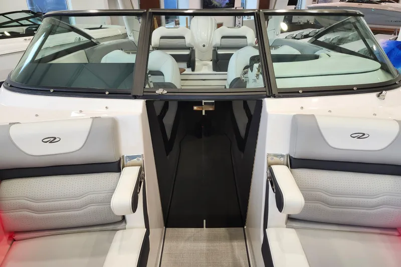 Slide: The Image of 2025 Regal LX6 boat interior with luxurious seating and modern design. - 39