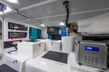 Slide: The Image of Interior of 2024 Northwest 55 yacht showcasing advanced electrical systems and modern design. - 98