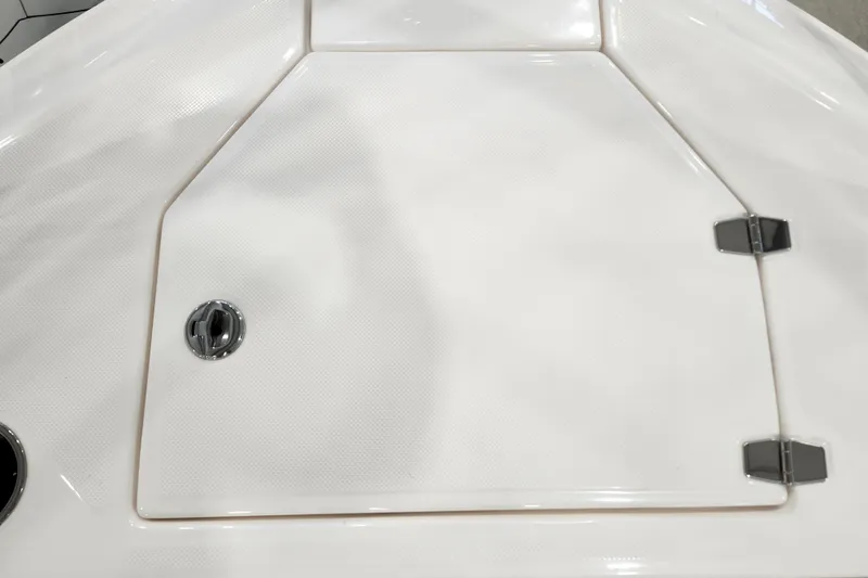 Slide: The Image of 2025 Regal 36 XO boat deck hatch with sleek design and chrome fittings. - 34