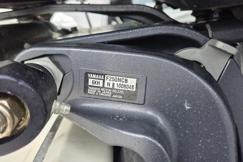 Slide: The Image of Yamaha F250NCB engine label on 2020 Key West 239 DFS boat. - 15