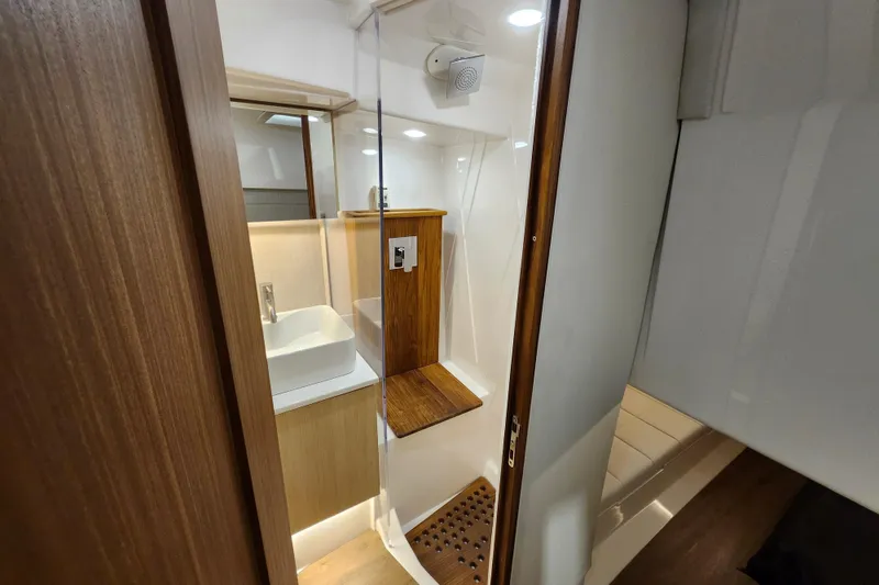 Slide: The Image of Luxurious bathroom interior of 2026 Regal 38 SAV yacht with modern fixtures. - 30