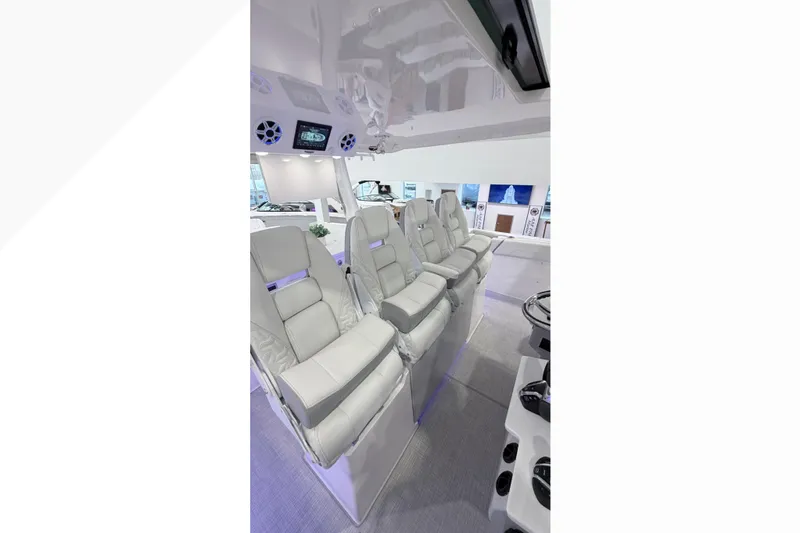 Slide: The Image of Luxurious interior of 2026 Regal 38 SAV boat with modern seating and decor. - 5