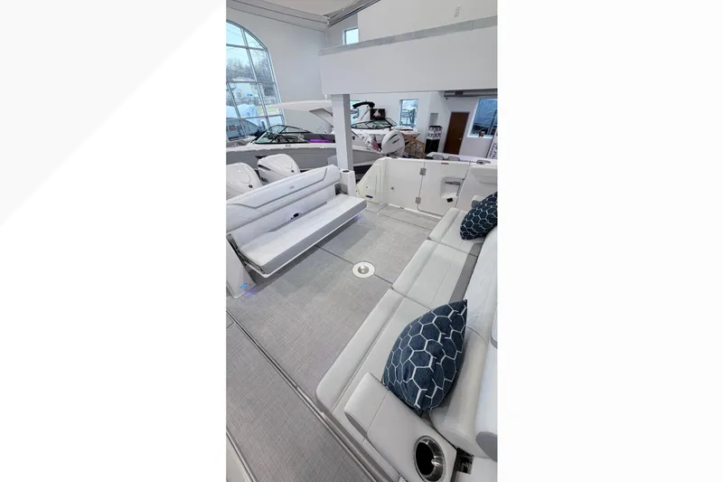 Slide: The Image of 2026 Regal 38 SAV boat interior with sleek white countertop and modern design elements. - 9