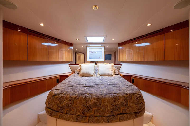 Slide: The Image of Luxurious bathroom in 2005 Hatteras 80 Motor Yacht with elegant shower fixtures. - 40