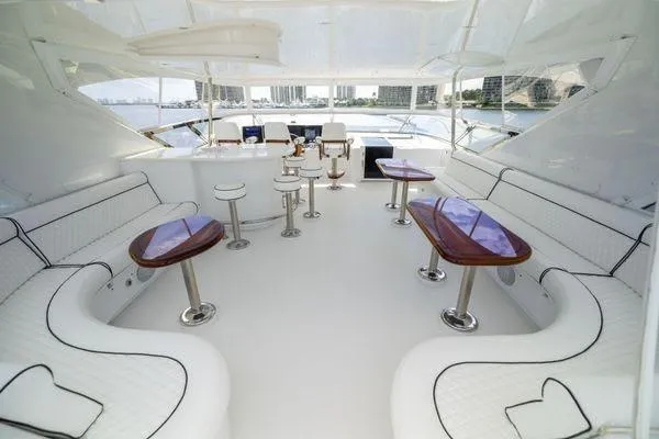 Slide: The Image of Bunk beds in 2005 Hatteras 80 Motor Yacht cabin with TV and laundry basket. - 46