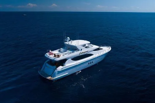 Slide: The Image of Outdoor grill on 2005 Hatteras 80 Motor Yacht, overlooking the water. - 59