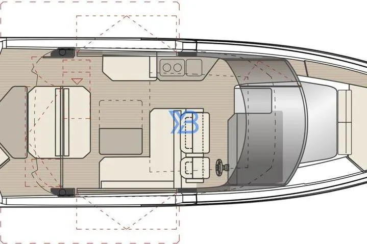 Slide: The Image of Top view layout of 2025 Saxdor 400 GTS boat interior design. - 41