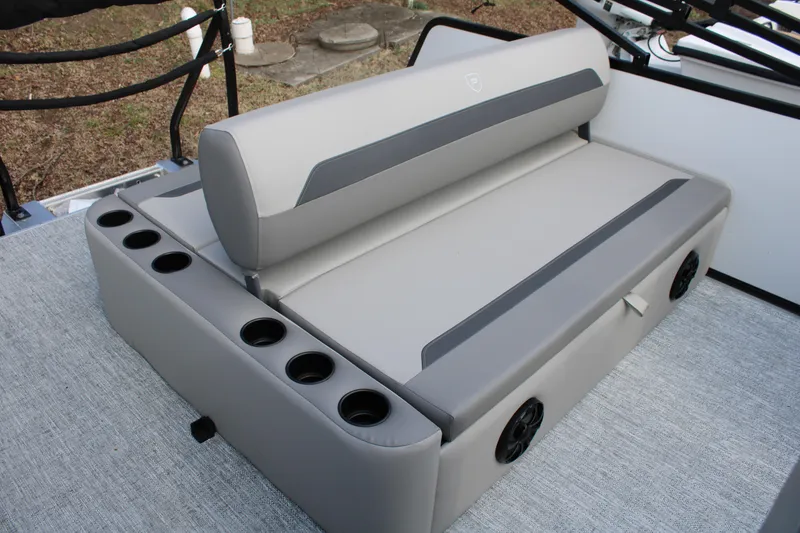 Slide: The Image of 2026 Premier 220 Sunscape RL - CL boat seating with cup holders and speakers. - 4