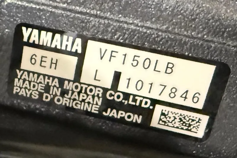 Slide: The Image of Yamaha motor label with model VF150LB, made in Japan, on Express H22 Bay 2026. - 18