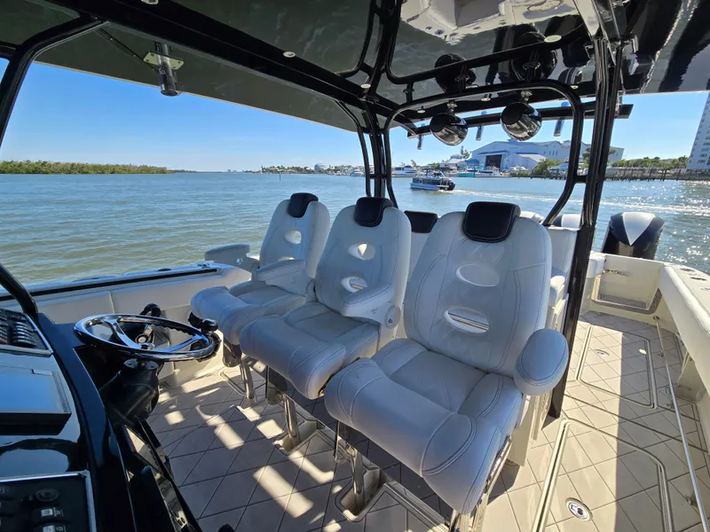 Slide: The Image of Interior of 2018 HCB 42 Siesta with luxurious seating. - 20