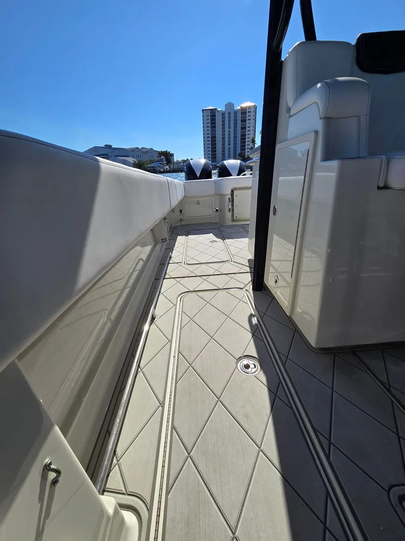 Slide: The Image of 2018 HCB 42 Siesta boat deck with modern design. - 27