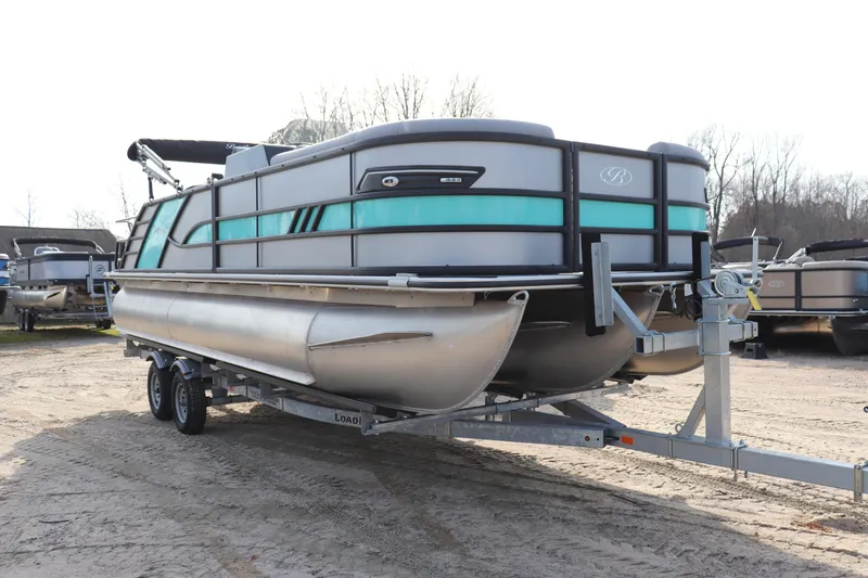 The Image of 2026 Bentley Pontoons Elite 223 SwingBack DC on trailer, parked outdoors. - 0