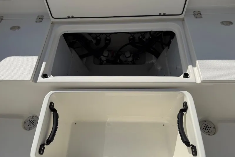 Slide: The Image of 2026 Key West 263 FS boat storage compartments, open and spacious design. - 24