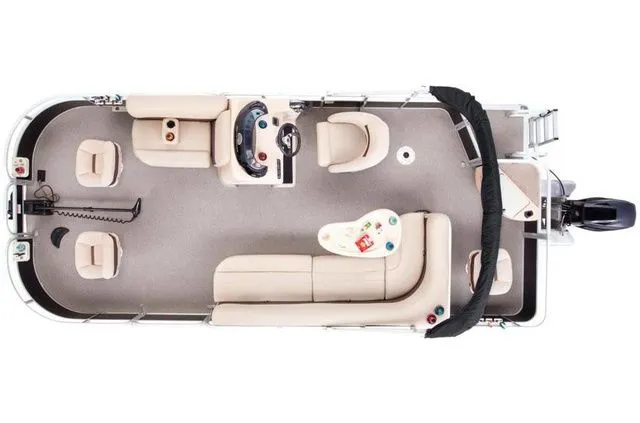 Slide: The Image of Aerial view of 2017 Sun Tracker Fishin' Barge 20 DLX pontoon boat. - 3