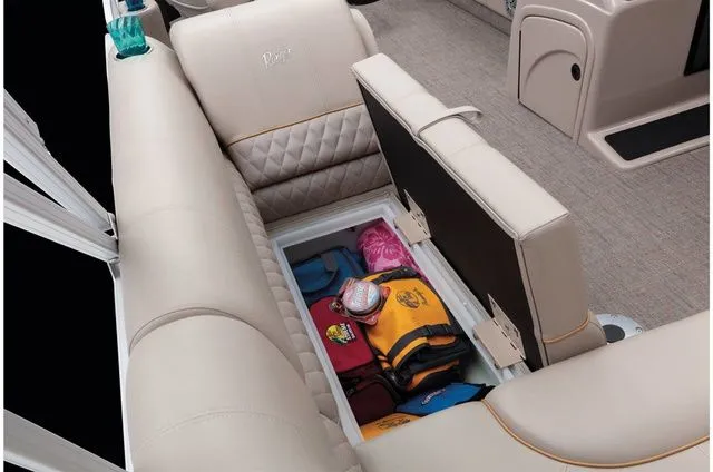 Slide: The Image of Interior of 2022 Ranger 223FC with under-seat storage. - 42