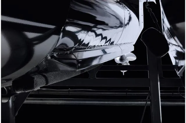 Slide: The Image of Underside of a 2022 Ranger 223FC boat with propeller. - 9