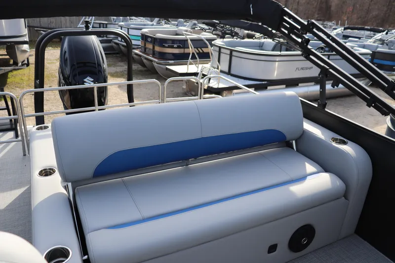 Slide: The Image of 2026 Bentley Pontoons Legacy 223 Swingback with sleek seating and modern design. - 7