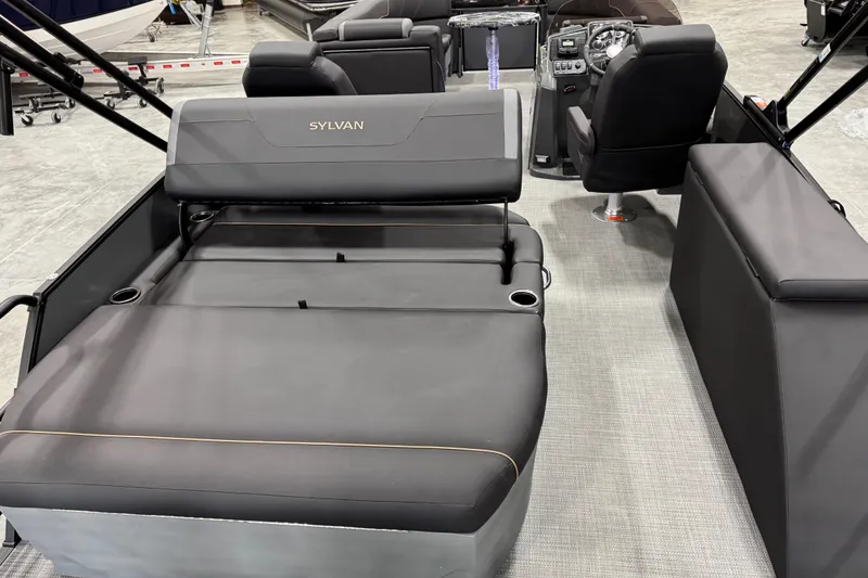 Slide: The Image of 2026 Sylvan X5 boat interior with luxurious seating and modern design. - 11