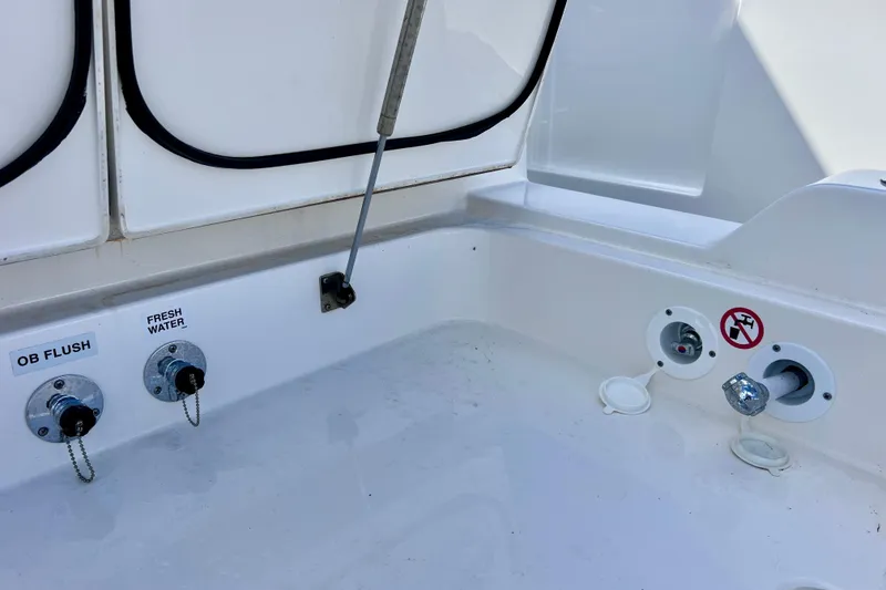 Slide: The Image of 2023 Aviara AV36 OB boat interior with sleek, modern seating design. - 36