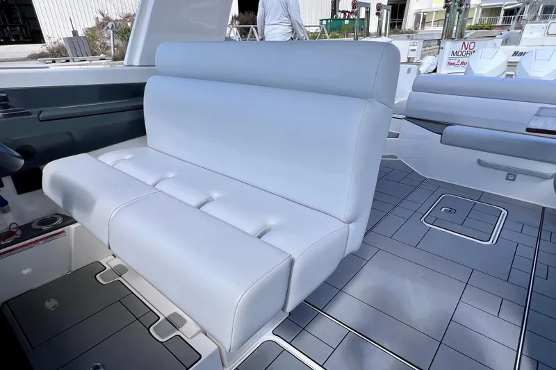 Slide: The Image of Digital control panel on 2023 Aviara AV36 OB boat, displaying temperature settings. - 66