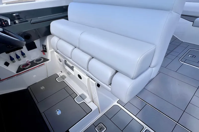 Slide: The Image of 2023 Aviara AV36 OB interior with TV, microwave, and modern design elements. - 67