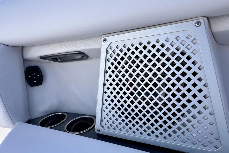 Slide: The Image of 2023 Aviara AV36 OB boat engine compartment with batteries and equipment. - 75