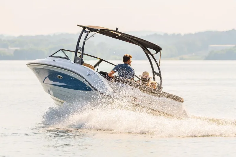 Slide: The Image of Interior of a 2022 Sea Ray SPX 210 boat with modern seating. - 2