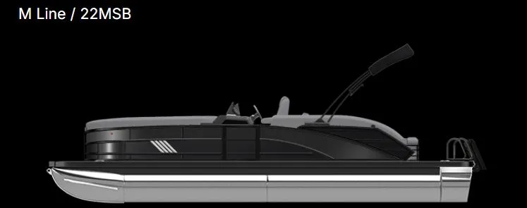 The Image of Bennington 22MSB 2026 pontoon boat, side view, black background. - 1