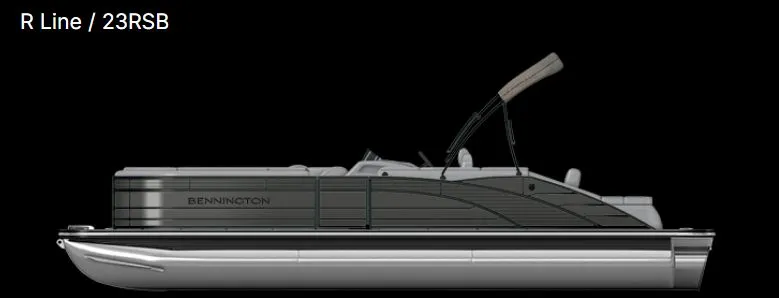 The Image of Bennington 23RSB 2026 pontoon boat, side view, black background. - 1