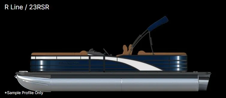 The Image of Bennington 23RSR pontoon boat, 2026 model, side view on black background. - 1