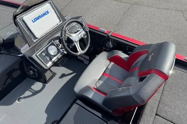 Slide: The Image of 2022 Ranger Z520R Cup-Equipped boat interior with Lowrance display and stylish seating. - 12